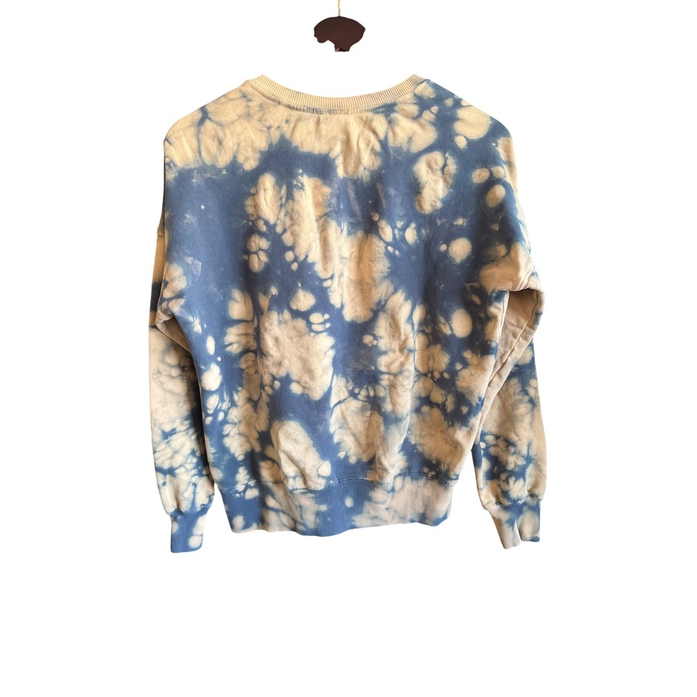 Birdiebee Tie Dye Sweatshirt Blue Cream Boxy Streetwear Made in USA Small